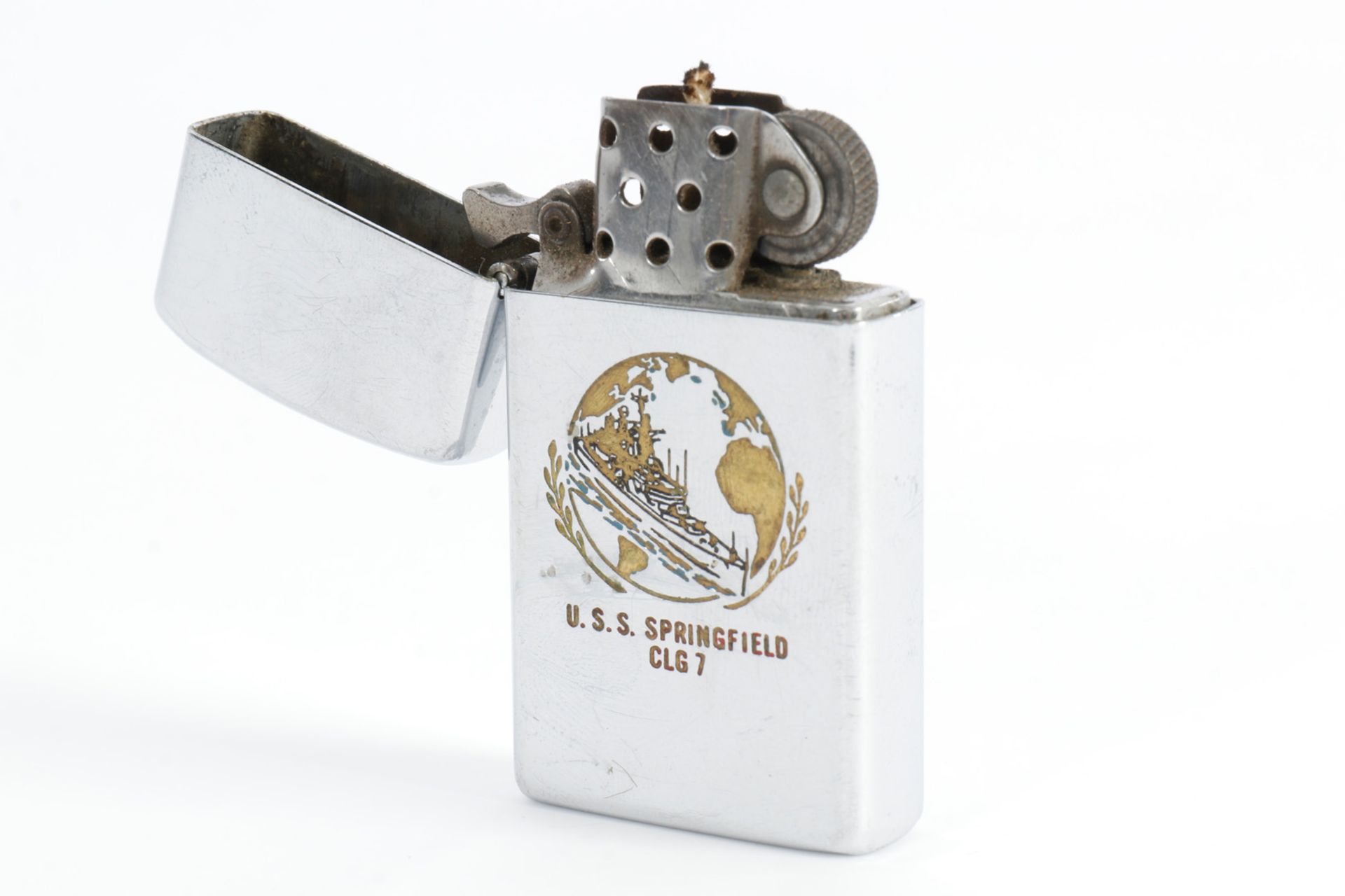 Zippo Benzinfeuerzeug, chrom, U.S.S. Springfield CLG7, L 5,5