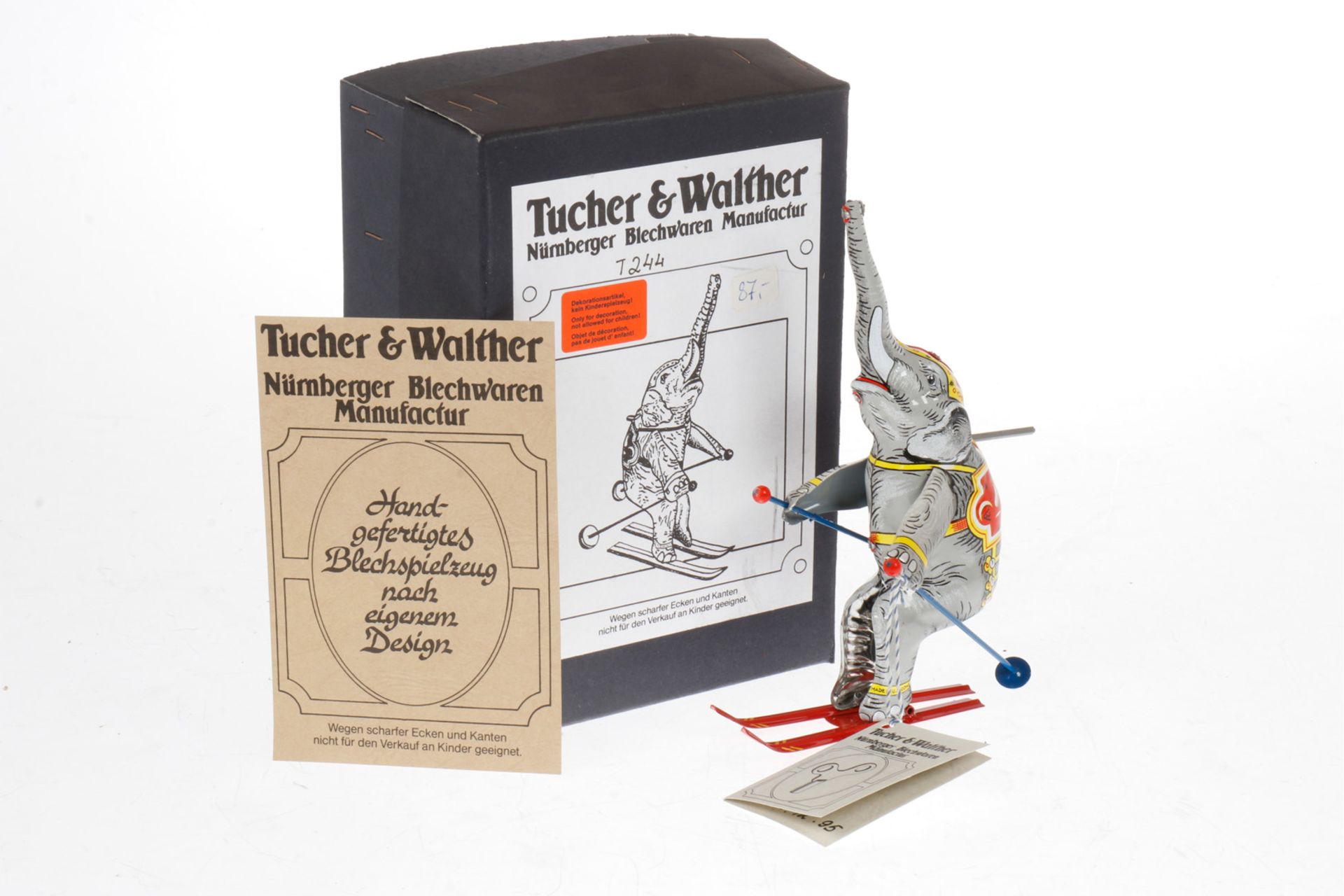 Tucher &amp; Walther Elefant auf Skiern Nr. 244, H 17, OK, Z 1