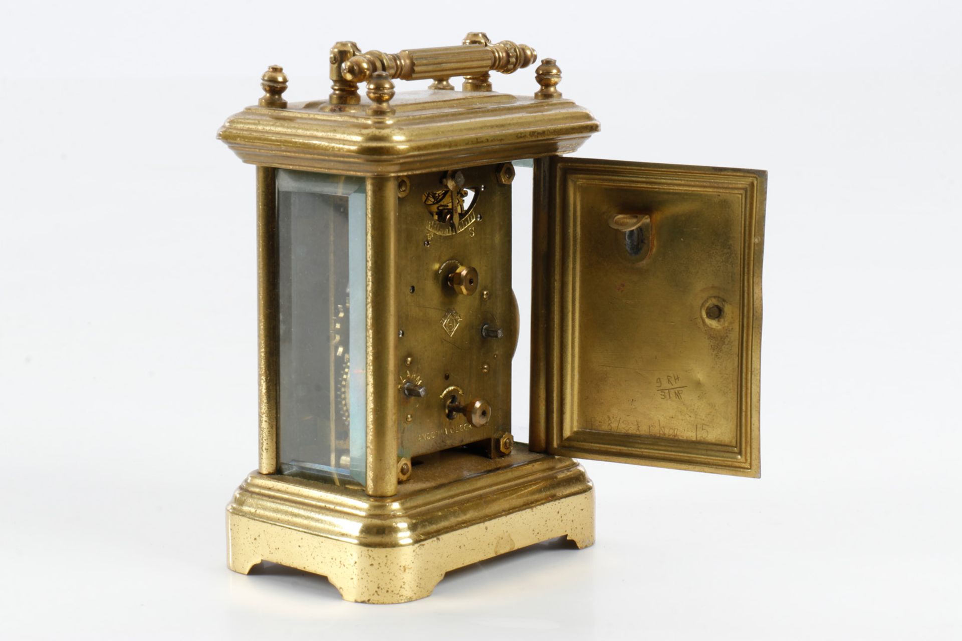 Reisewecker Trademark ”Ansonia Clock”, geschliffene Gläser, Minutenzeiger lose, kleine Sekunde, - Image 3 of 5