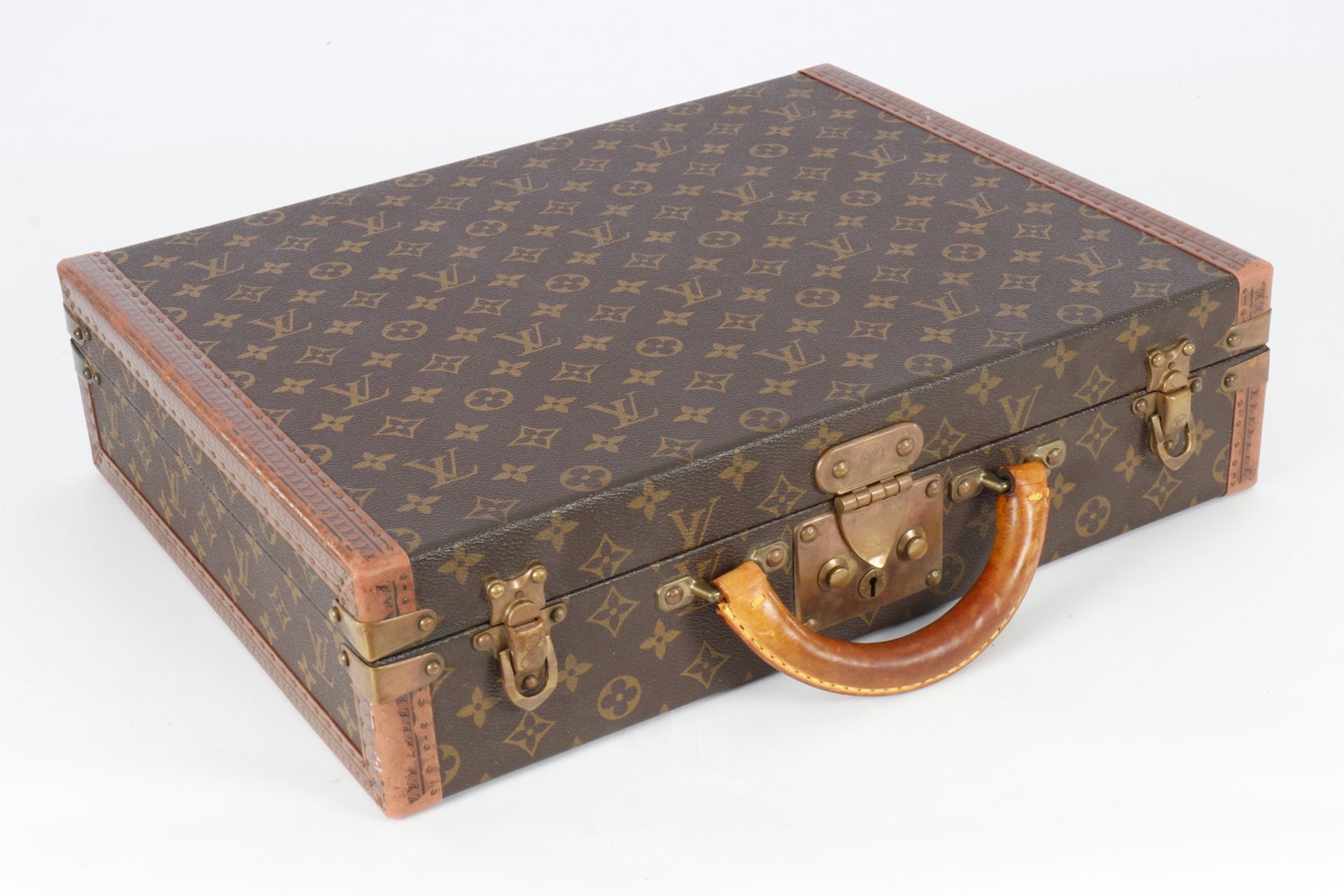 Louis Vuitton Aktenkoffer, Made in France, Nr. ”1019490”, auf Schloss ”209190”, Messingbeschläge,