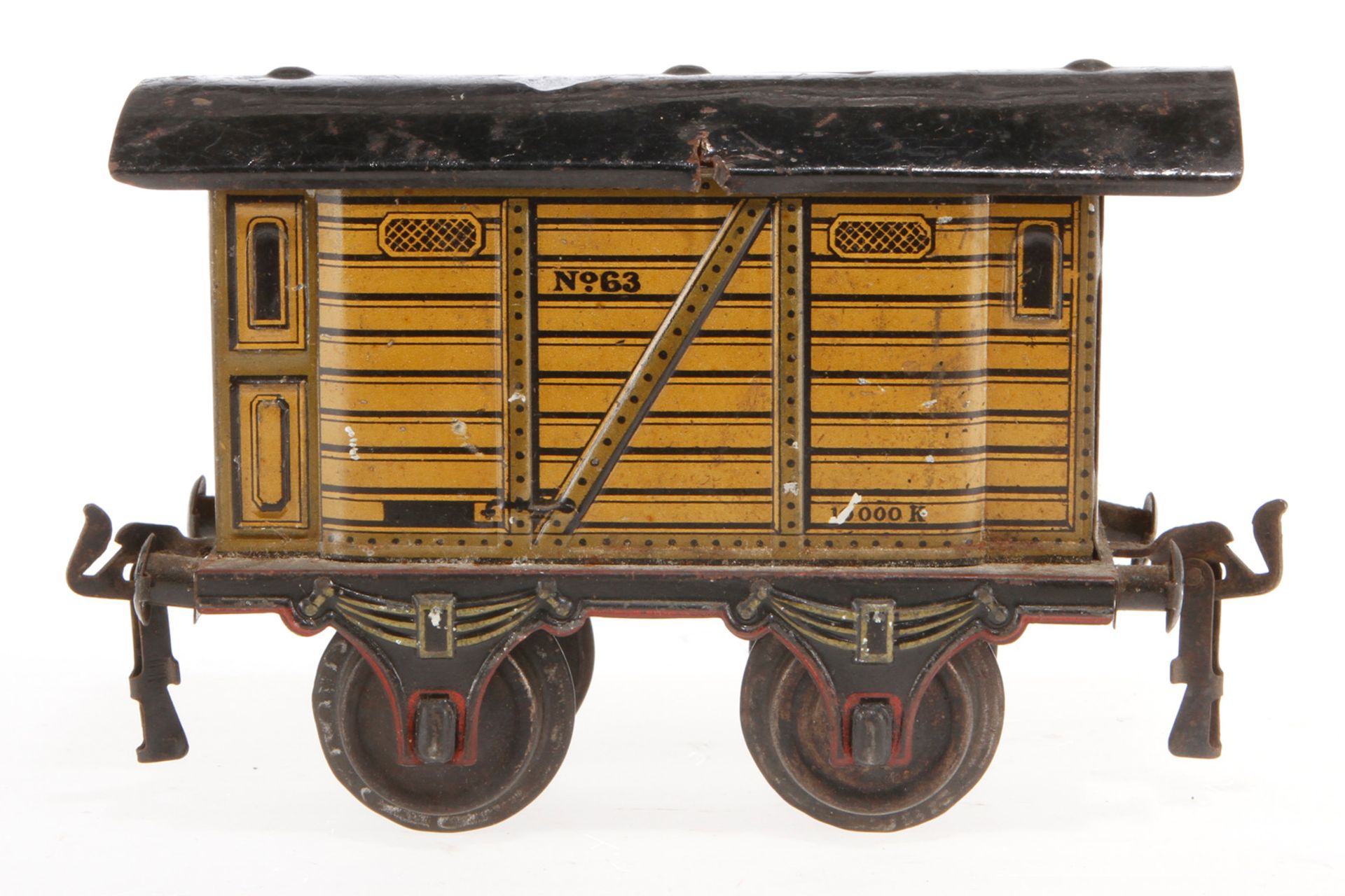 Märklin gedeckter Güterwagen 1863, S 1, uralt, CL, Dach ersetzt, L 14,5, Z 4