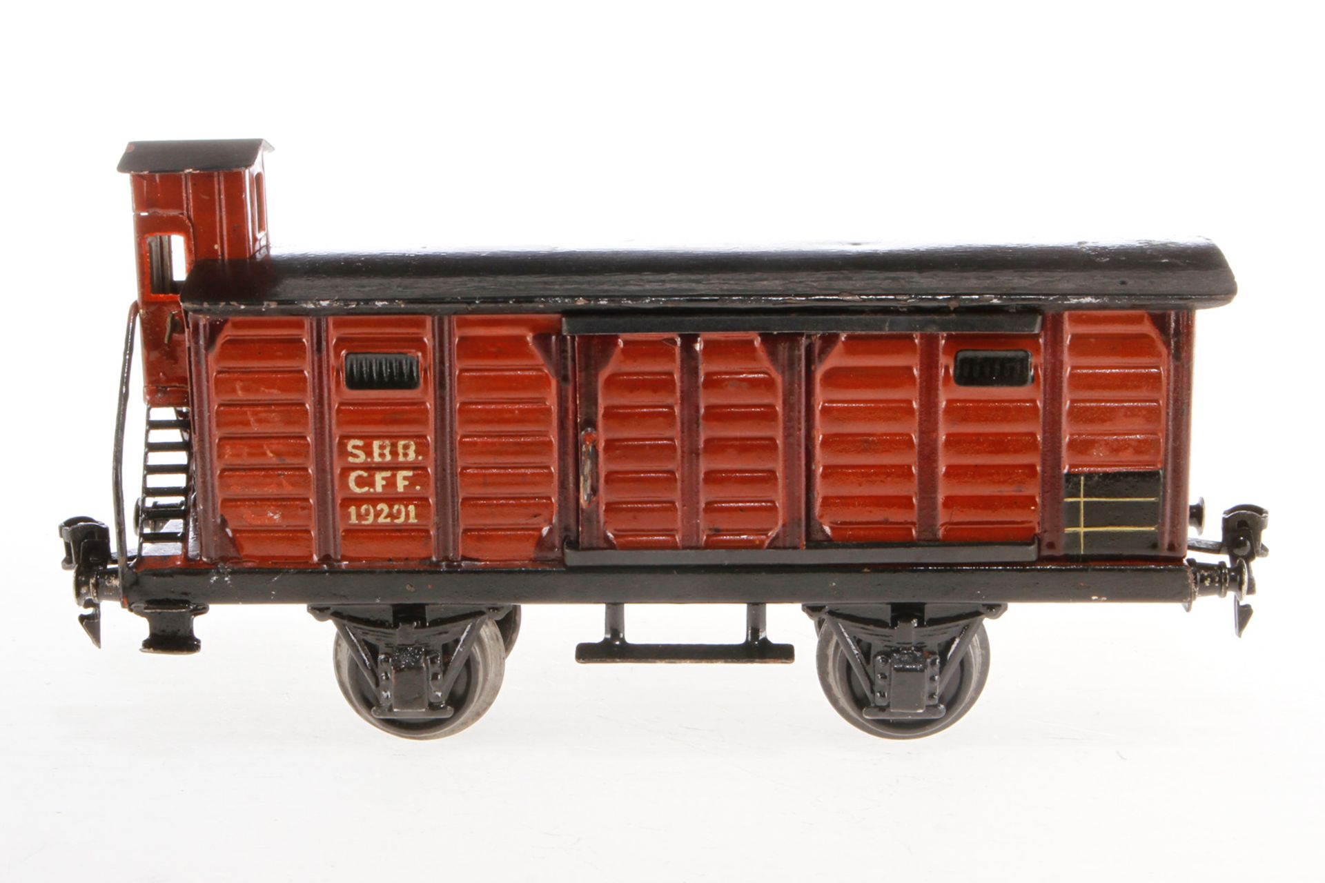 Märklin schweizer gedeckter Güterwagen 1929, S 1, HL, mit BRHh und 2 ST, Schwarzbereiche