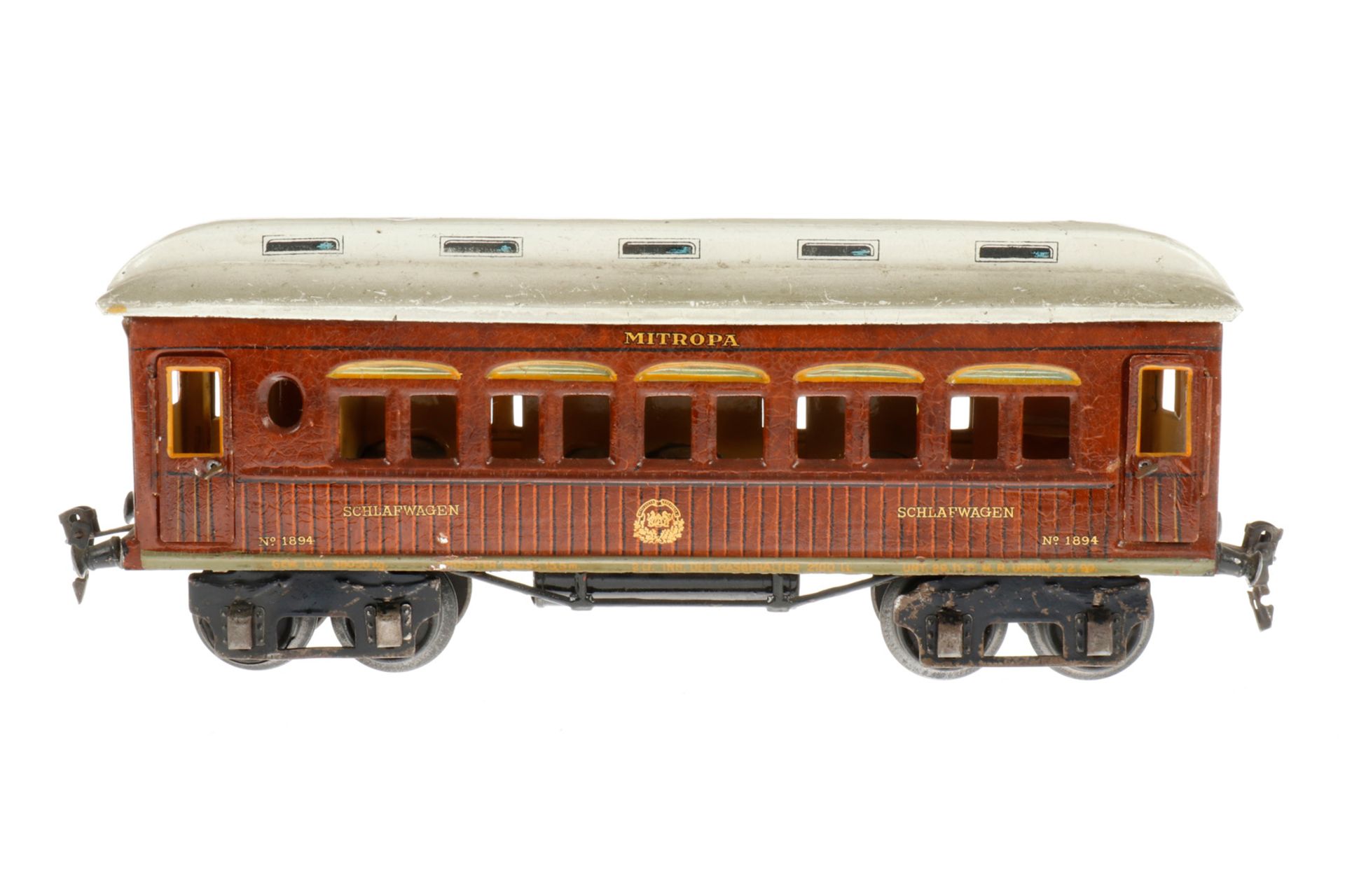 Märklin Mitropa Schlafwagen 1894, S 1, HL, mit Inneneinrichtung und 4 AT, LS und gealterter Lack,