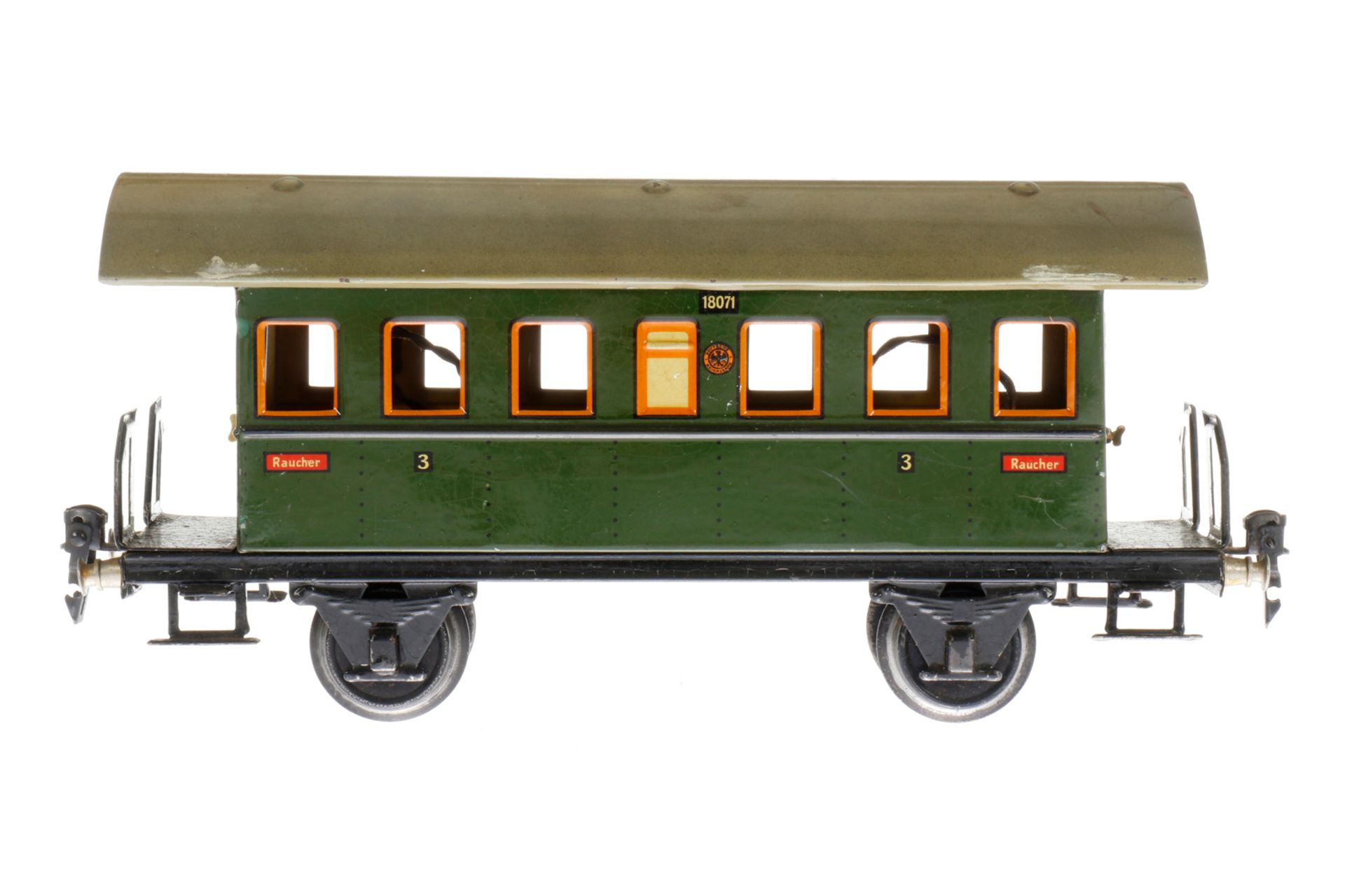 Märklin Personenwagen 1807, S 1, CL, mit 2 AT und Innenbeleuchtung, LS und gealterter Lack, L 27,