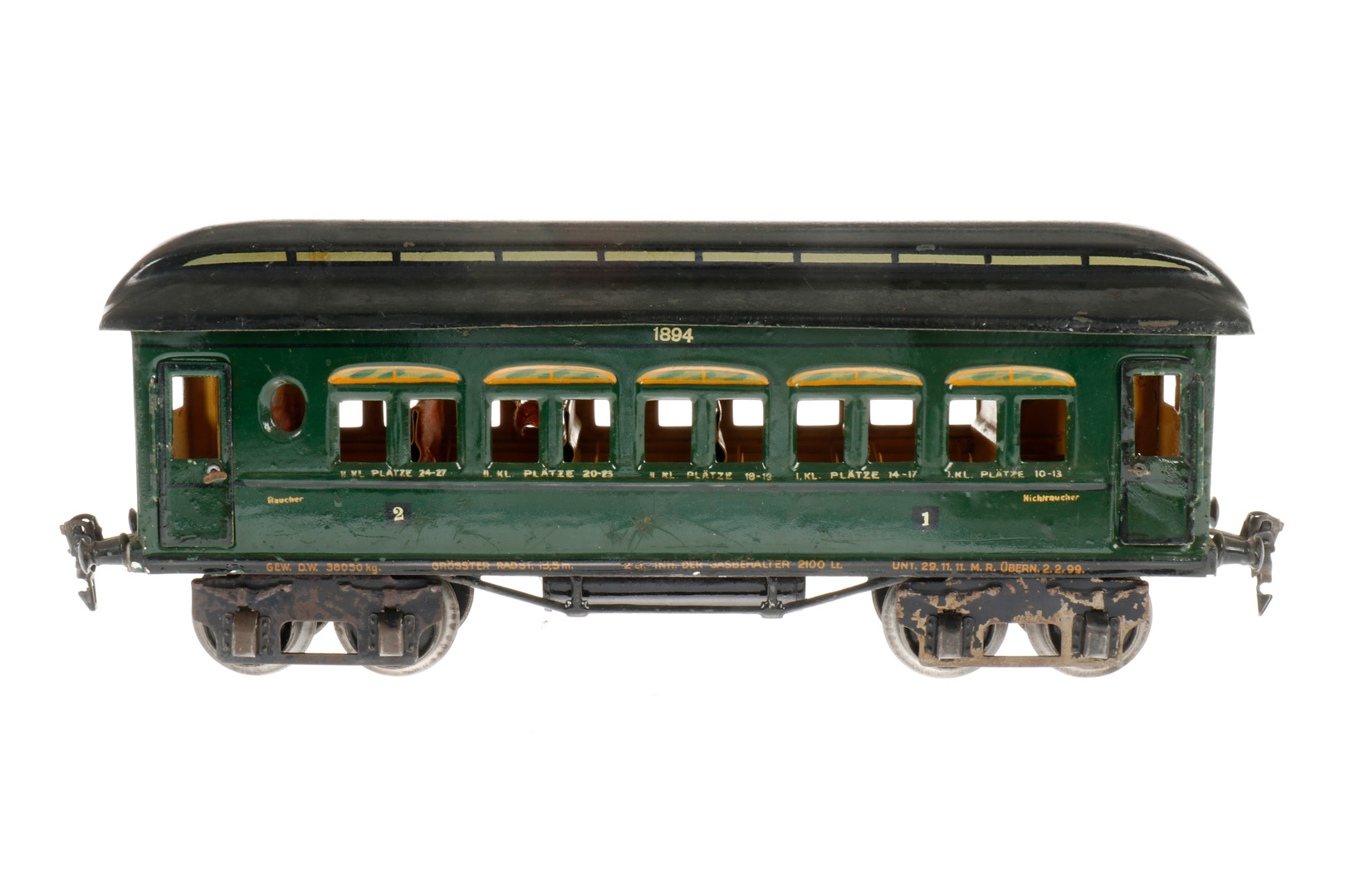 Märklin Personenwagen 1894, S 1, HL, mit Inneneinrichtung und 4 AT, 1 Türgriff fehlt, LS und