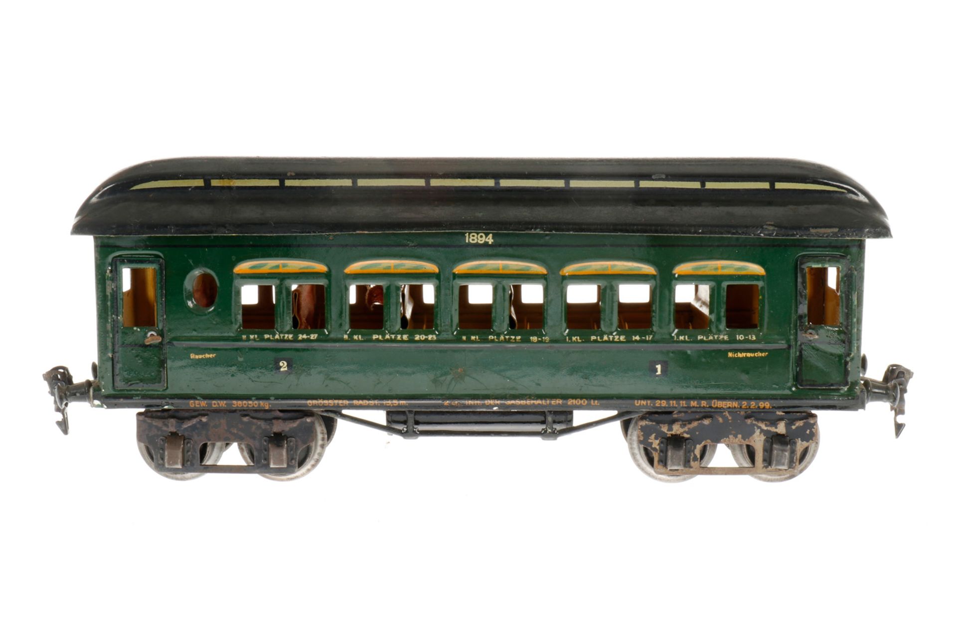 Märklin Personenwagen 1894, S 1, HL, mit Inneneinrichtung und 4 AT, 1 Türgriff fehlt, LS und