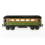 Märklin Personenwagen 1886, S 1, CL, mit 4 AT, 1 Treppe fehlt, LS tw ausgeb., gealterter Lack, L 33,