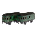 2 Märklin Gepäckwagen 1885, S 1, CL, LS und gealterter Lack, L 21, Z 3