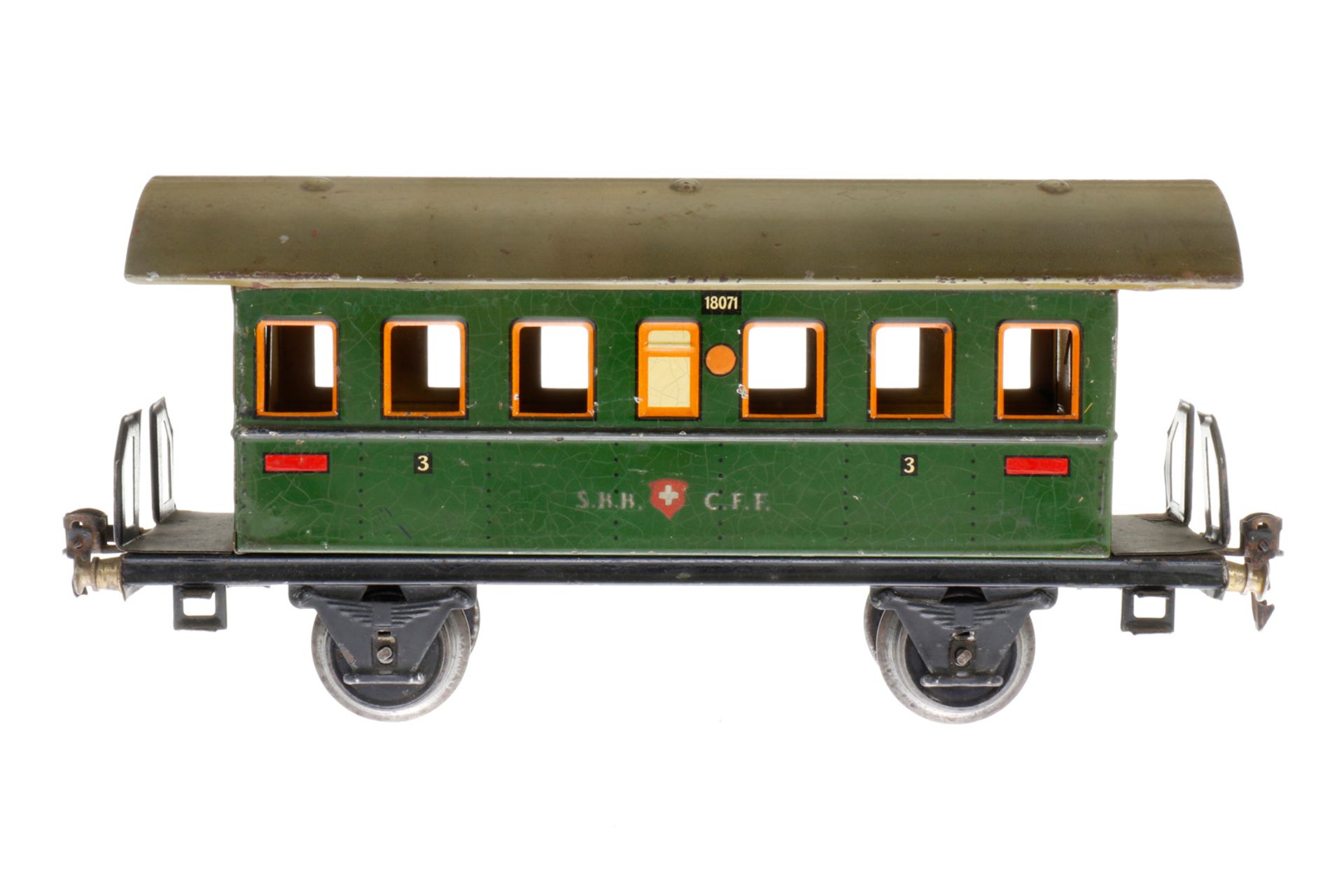 Märklin schweizer Personenwagen 1807, S 1, CL, mit 2 AT, Achslagerblenden fehlen, LS und