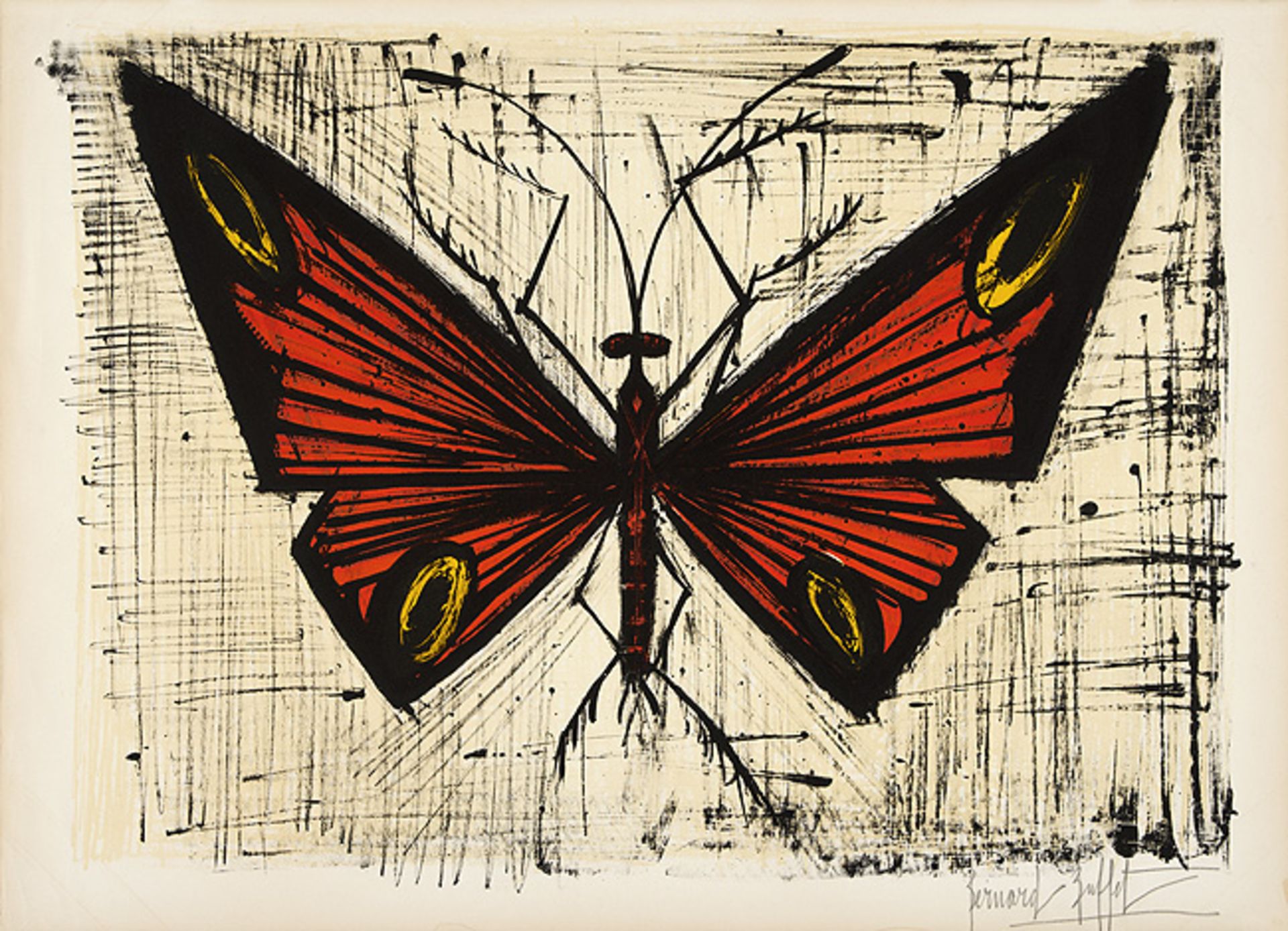 Bernard Buffet. Le papillon rouge et jaune.