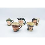 Small Royal Doulton character jugs to include Viking, Auld Mac, Drake, Athos and Dick Turpin