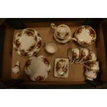 A collection of Royal Albert Old Country Roses to include a small teapot (a/f), 5 duos, 1 small cup,