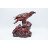 Anita Harris Art Pottery model of an Eagle on a Rock in the flambe trial colour way