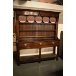 18th century oak Welsh dresser with 3 draws complete with top