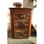 19th century oak corner cupboard with astragal glazed door