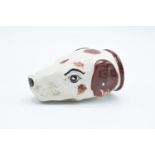 Early 19th Staffordshire pottery stirrup cup in the form of a dogs head