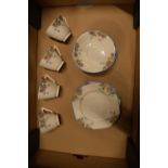 Diamond China Art Deco floral part tea set to include 6 trios (missing 2 cups) (16 pieces)
