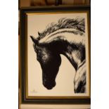 Royal Crown Derby Equus horse head framed tile/ plaque, Boxed. 48cm x 37cm