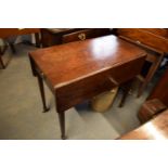 Mahogany drop leaf table on casters