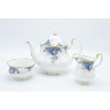 Royal Albert large teapot, milk and sugar in the Moonlight Rose design (3)