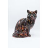 Anita Harris Art Pottery model of a cat in the Hot Coals design