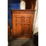 Large Georgian oak corner cabinet with bottom drawer