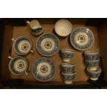 A collection of Wedgwood Turquoise Florentine tea ware to include 6 trios, a spare saucer, milk and