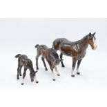 Beswick brown horse and foal together with one Doulton foal (smallest) (3)
