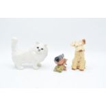 Beswick Bullfinch 1042, white Persian cat 1898 and a Sylvac terrier 1738 (3)