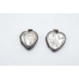 2 Silver heart shaped lockets: stamped silver