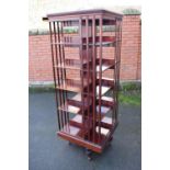 Large Edwardian mahogany rotating bookcase