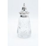 Silver topped glass sugar shaker Birmingham 1967: 16cm tall