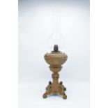 Victorian cast oil lamp base converted to electric with shade