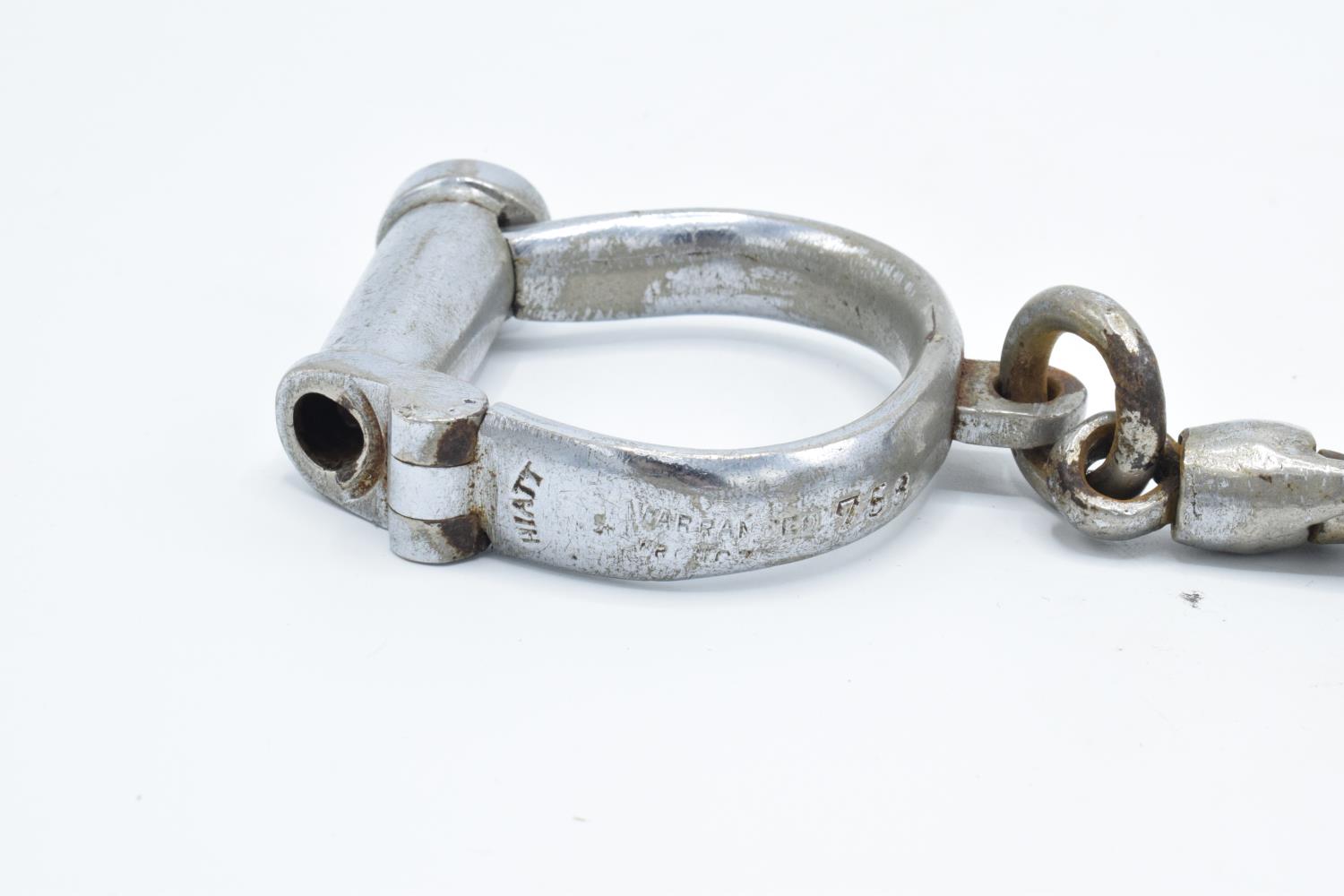 Hiatt warranted wrought Police pair of handcuffs 1960s/1970s - Image 2 of 3