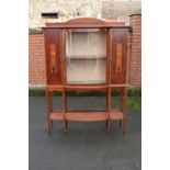 Edwardian inlaid mahogany glass fronted bookcase