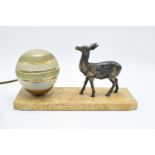 French Art-Deco light on marble base with a deer