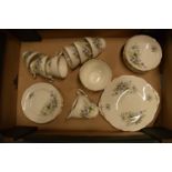 Regency floral tea set to conclude 6 trios, milk and sugar and a cake plate (21 pieces)