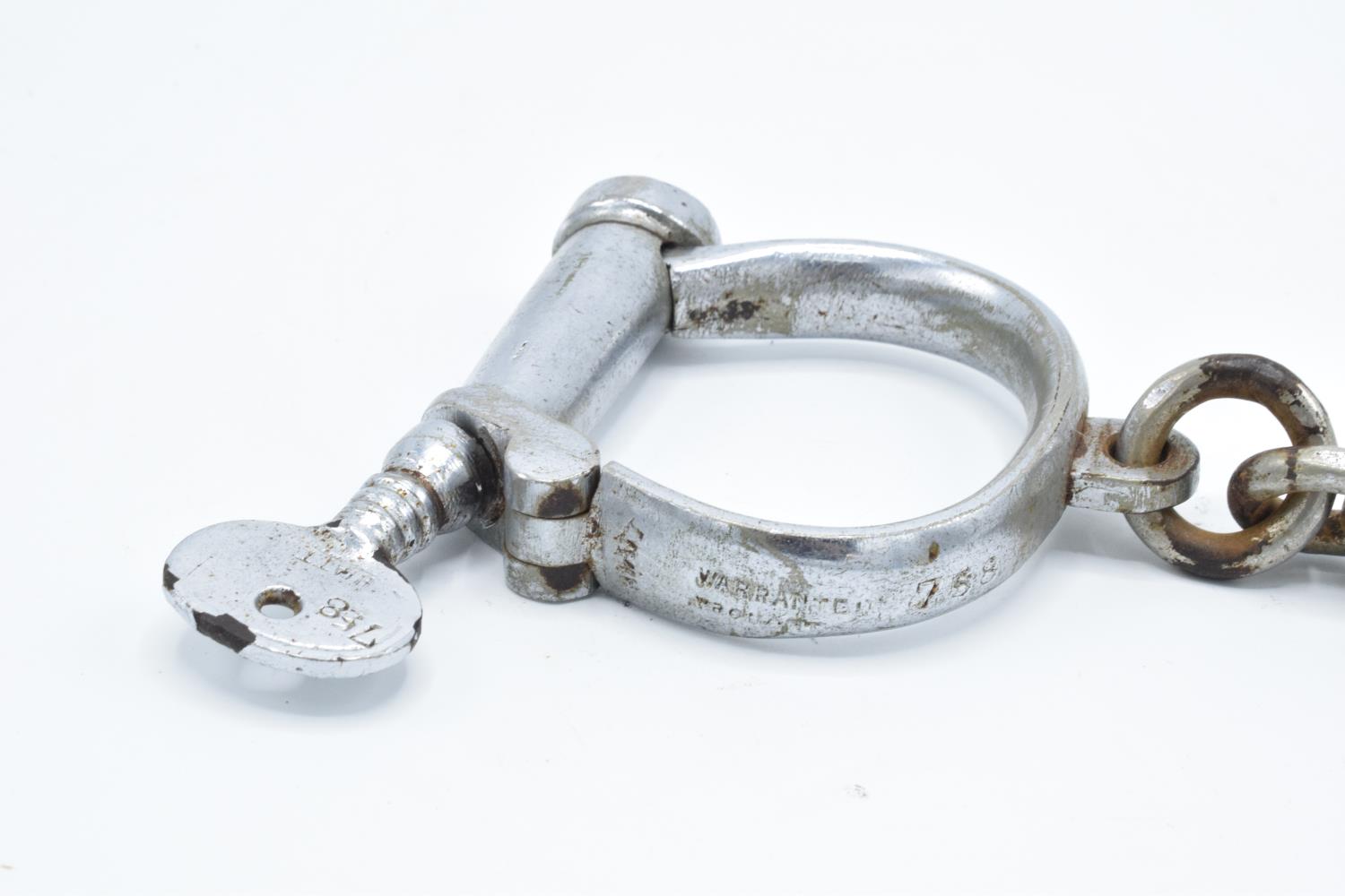 Hiatt warranted wrought Police pair of handcuffs 1960s/1970s - Image 3 of 3