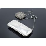 Silver ladies purse together with silver filigree purse (2) (101 grams including inserts)