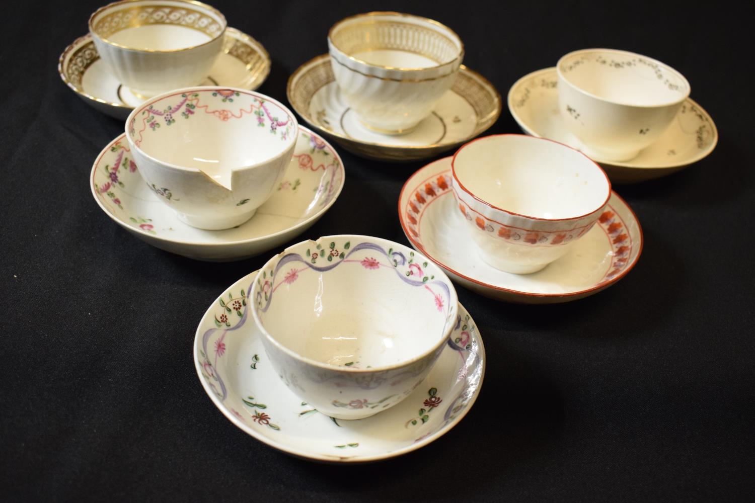 A collection of 19th century tea cups and saucers made by various English potter mainly in the style - Image 3 of 3