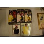 A collection Michael Jackson figures and toys to include 'BAD' figure, electronic microphone and