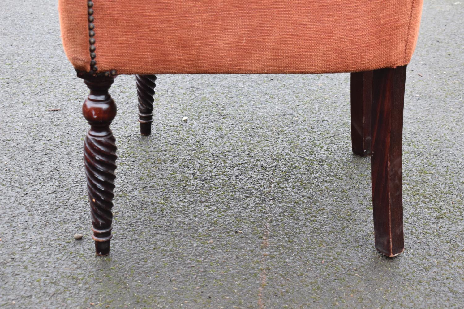 Victorian upholstered mahogany parlour chair - Image 6 of 8