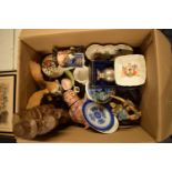 A mixed collection of items to include Spode, Carlton Ware, toby jugs, silver plate etc .