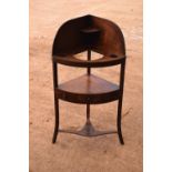 Late Victorian mahogany corner basin stand. In good condition with some areas of damage including