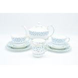 Aynsley Forget Me Not tea for two: teapot, milk, sugar and 2 trios (9) All in good condition without
