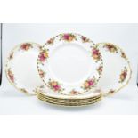 Royal Albert Old Country Roses 10'' dinner plates (6) together with 2 cake plates (8 pieces in