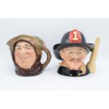 Large Royal Doulton character jugs Friar Tuck and The Fireman D6697 (2) All in good condition