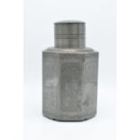 19th century pewter Chinese export octagonal tea caddy. In average condition with some denting snd