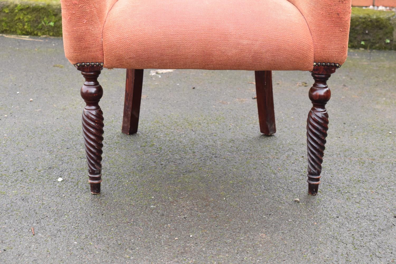 Victorian upholstered mahogany parlour chair - Image 3 of 8