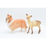 Beswick rough collie dog 1791 with a matte Doe (2) In good condition with no obvious damage or